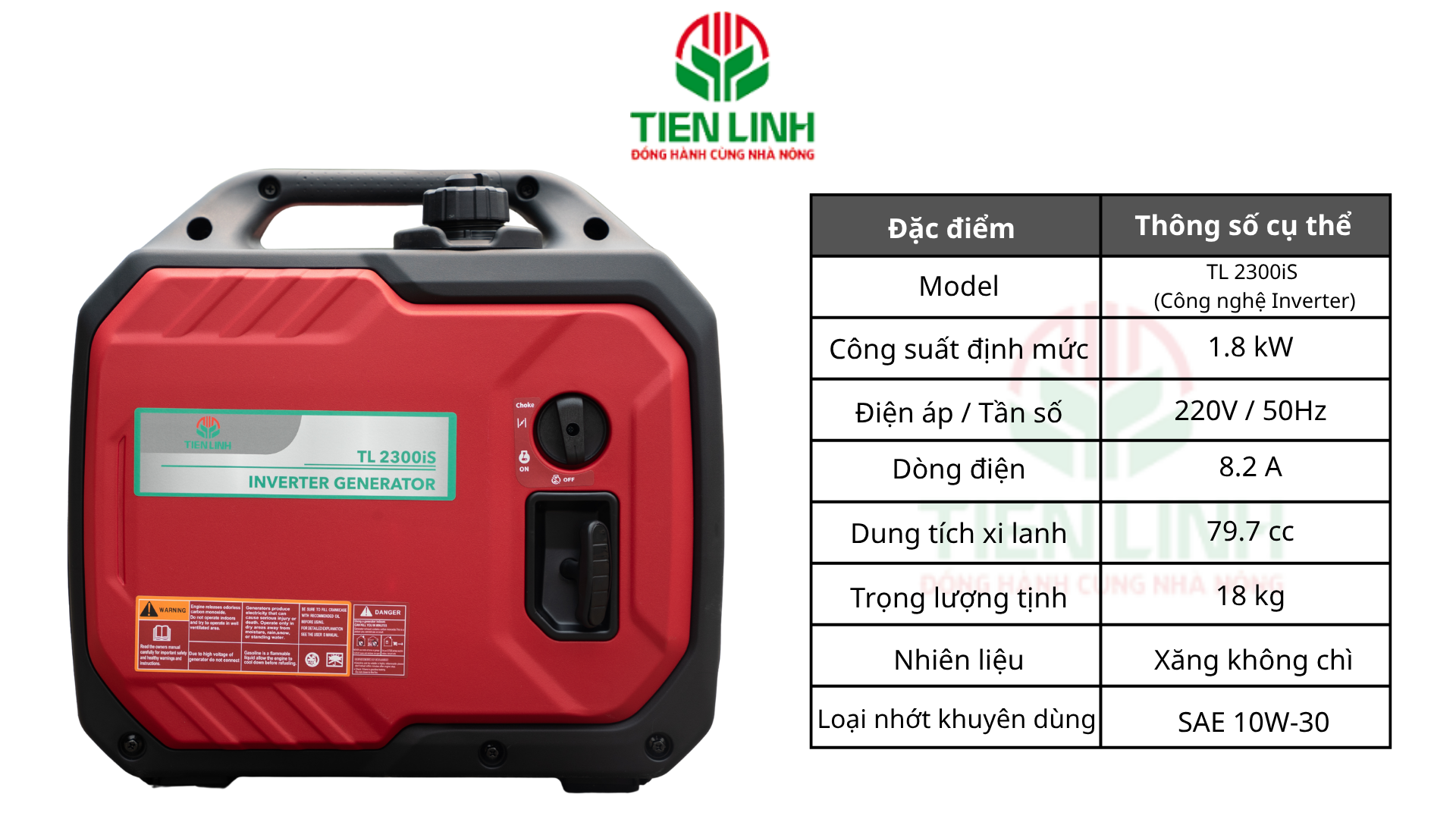 Máy phát điện TL 2300iS, máy phát điện Tiến Linh, máy phát điện biến tần mini.
